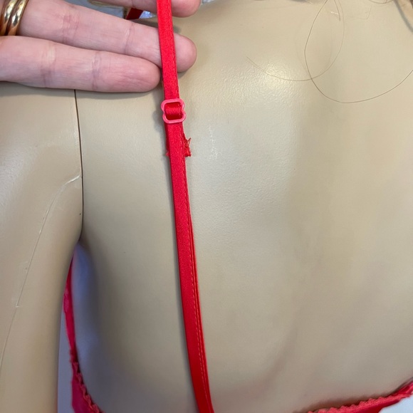 Red Victoria’s Secret Rhinestone Lace Trim Satin Slip/Chemise Babydoll - Picture 12 of 14